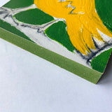 Photoblock 'Yellow Bird'- mounted print of detail from an original painting 10cm